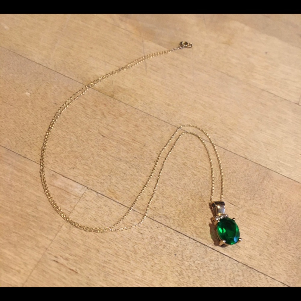 GREEN EMERALD CZ LAB-CREATED NECKLACE